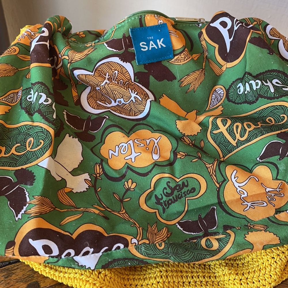 THE SAK~Hobo Crochet Handbag Purse Bag Rope Strap~AUBERRY~Yellow Saffron - Picture 5 of 9